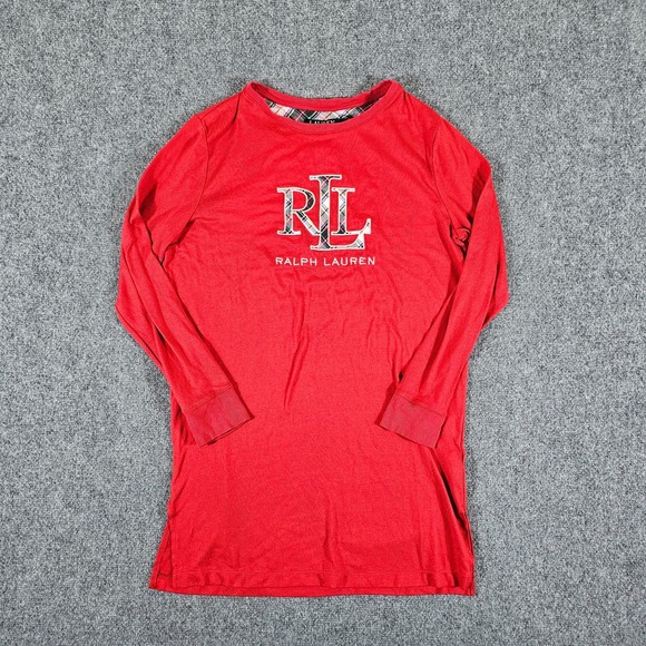 Lauren Ralph Lauren Tops - Lauren Ralph Lauren Graphic Logo Long Length Shirt Red Women's Size Small Preppy